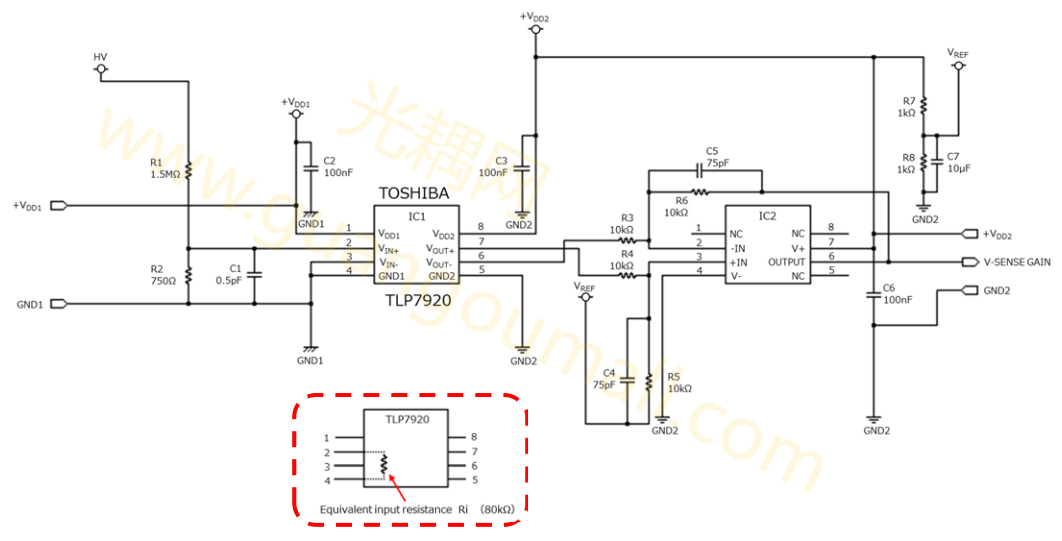 使用TLP7920的电流检测电路示例.png 使用TLP7920的电流检测电路示例.png